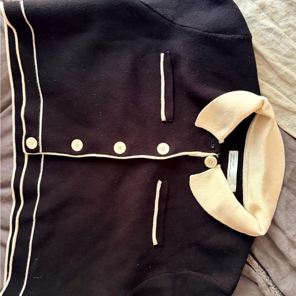 OAK + FORT Black and Cream Knit Jacket